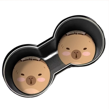 Covoraș interior pentru mașină cu motif Capybara, spațiu de depozitare și suport pentru pahar în slotul ușii, PVC, personalizare disponibilă, cod produs Kkk car coaster
