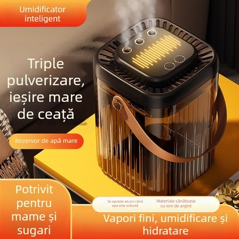Umidificator cu 3 prize de ceață, rezervor mare 2.6–4.0 L, funcționare silențioasă, alimentare USB, pentru 10–20 m²