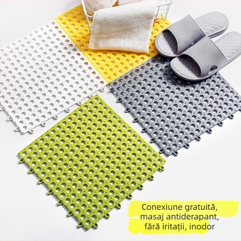 Covoraș de baie antiderapant, impermeabil, cu găuri rotunde – design modern minimalist, material TPE, fabricat în China