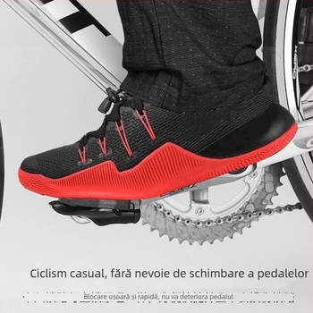 Convertor pentru pedale anti-derapare pentru bicicletă de șosea, către pedale plate; corp din nylon, set de 2, compatibil SPD Shimano și LOOK Keo