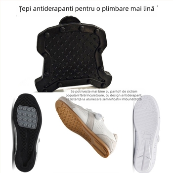 Convertor pentru pedale anti-derapare pentru bicicletă de șosea, către pedale plate; corp din nylon, set de 2, compatibil SPD Shimano și LOOK Keo