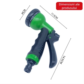 Pistol de apă pentru spălarea mașinii și grădină — 8 funcții, presiune înaltă, Hua Miao