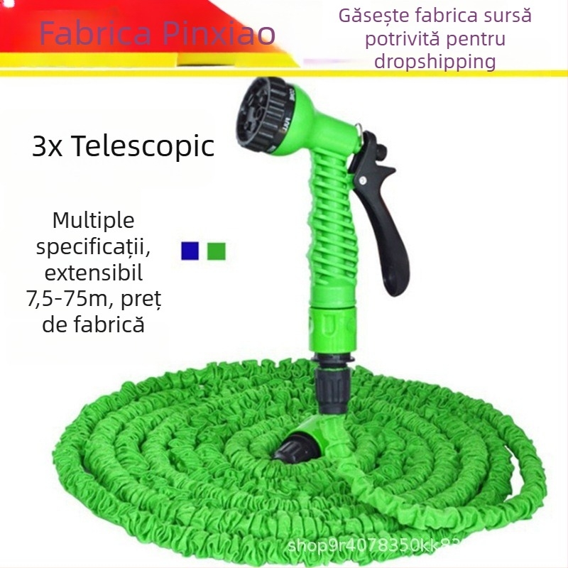 Furtun de apă telescopic 3x, cu duză multifuncțională de înaltă presiune pentru spălarea mașinii, grădină și gazon