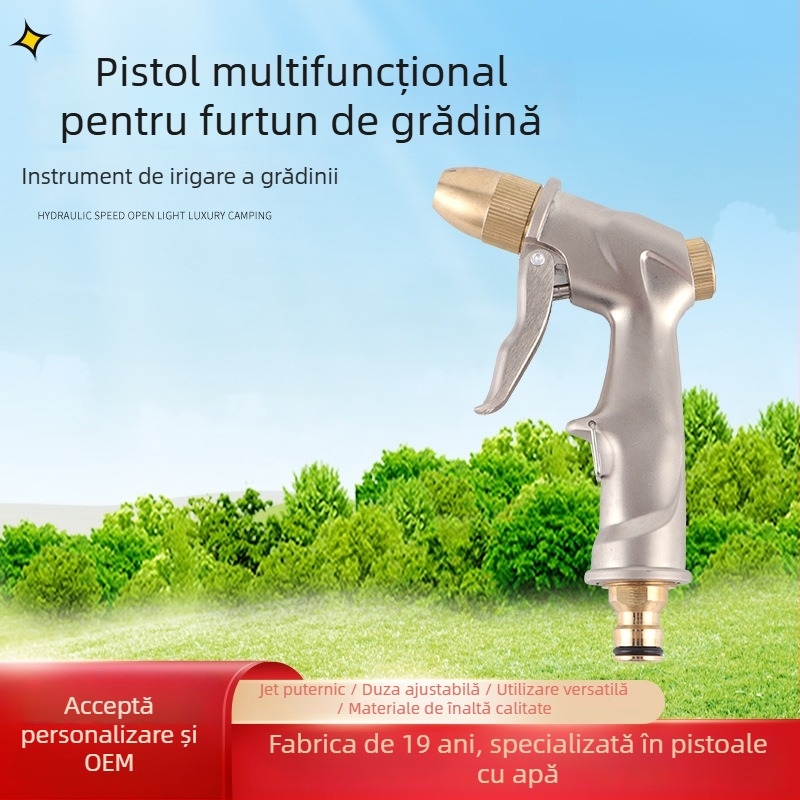 Pușcă de apă din aliaj de zinc pentru uz casnic — duș cu presiune înaltă pentru spălarea mașinii și udarea grădinii