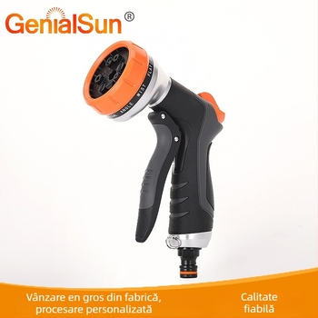 Pistol de apă pentru grădină, 10 funcții, control frontal, duză mare, pentru udarea plantelor și spălarea mașinii