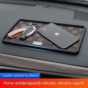 Covoraș antifrictiv auto cu suport pentru telefon în consola centrală, din silicon, rezistent la temperaturi înalte și protecție împotriva soarelui