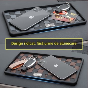 Covoraș antifrictiv auto cu suport pentru telefon în consola centrală, din silicon, rezistent la temperaturi înalte și protecție împotriva soarelui