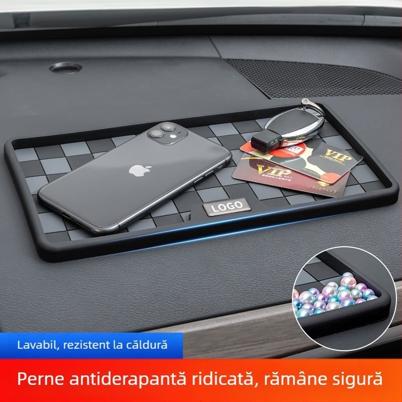 Covoraș antifrictiv auto cu suport pentru telefon în consola centrală, din silicon, rezistent la temperaturi înalte și protecție împotriva soarelui