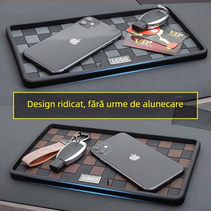 Covoraș antifrictiv auto cu suport pentru telefon în consola centrală, din silicon, rezistent la temperaturi înalte și protecție împotriva soarelui