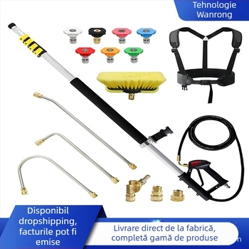 Pistol de înaltă presiune cu tijă telescopică și extindere, oțel inoxidabil, curățarea pereților exteriori cu duză