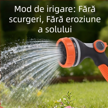 Pistol de apă portabil, acționat cu degetul mare, 10 funcții, presiune înaltă, pentru udare în grădină și spălarea mașinii