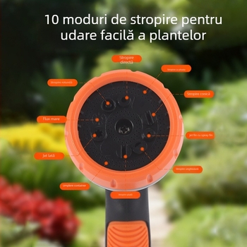 Pistol de apă portabil, acționat cu degetul mare, 10 funcții, presiune înaltă, pentru udare în grădină și spălarea mașinii
