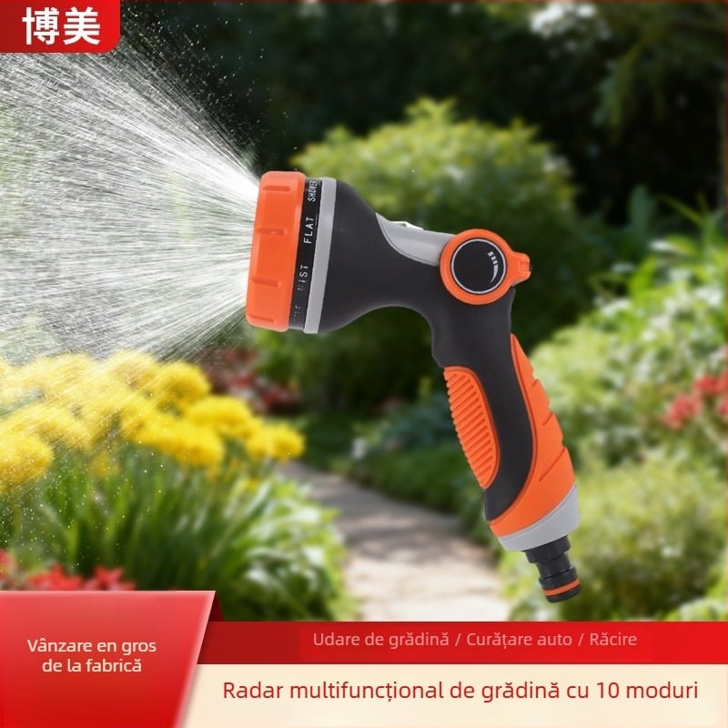 Pistol de apă portabil, acționat cu degetul mare, 10 funcții, presiune înaltă, pentru udare în grădină și spălarea mașinii