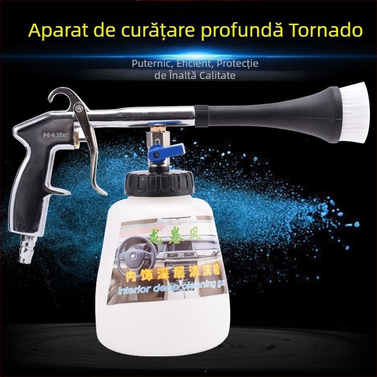 Pistol de curățare pentru interiorul mașinii, cu funcții de suflare de praf pneumatică, suflare de aer, pistol cu spumă și aer la presiune înaltă