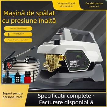 Spălător auto casnic cu motor cu nucleu din cupru, 220V, 1800W nominal / 3200W maxim, presiune până la 100 bar, debit 12 L/min, portabil
