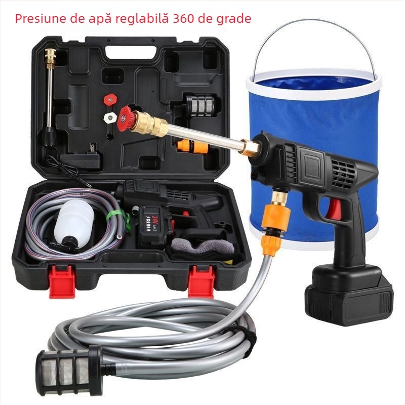 Mașină de spălat cu presiune înaltă, baterie Li-ion, pentru uz casnic, 1800W, 220V, furtun 6–10 m, capacitate până la 16 L, duză de curățare auto