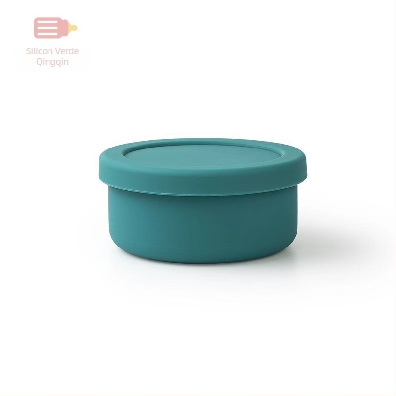 Cutie de prânz din silicon circulară, compatibilă cu microundele, menține temperatura, cu strat simplu sau dublu