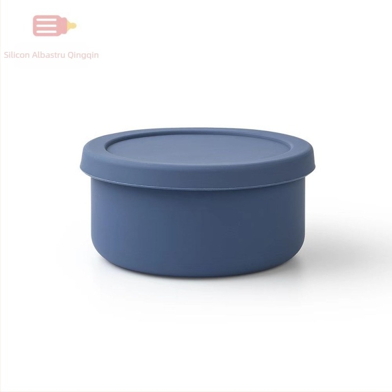 Cutie de prânz din silicon circulară, compatibilă cu microundele, menține temperatura, cu strat simplu sau dublu