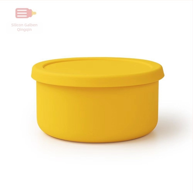 Cutie de prânz din silicon circulară, compatibilă cu microundele, menține temperatura, cu strat simplu sau dublu