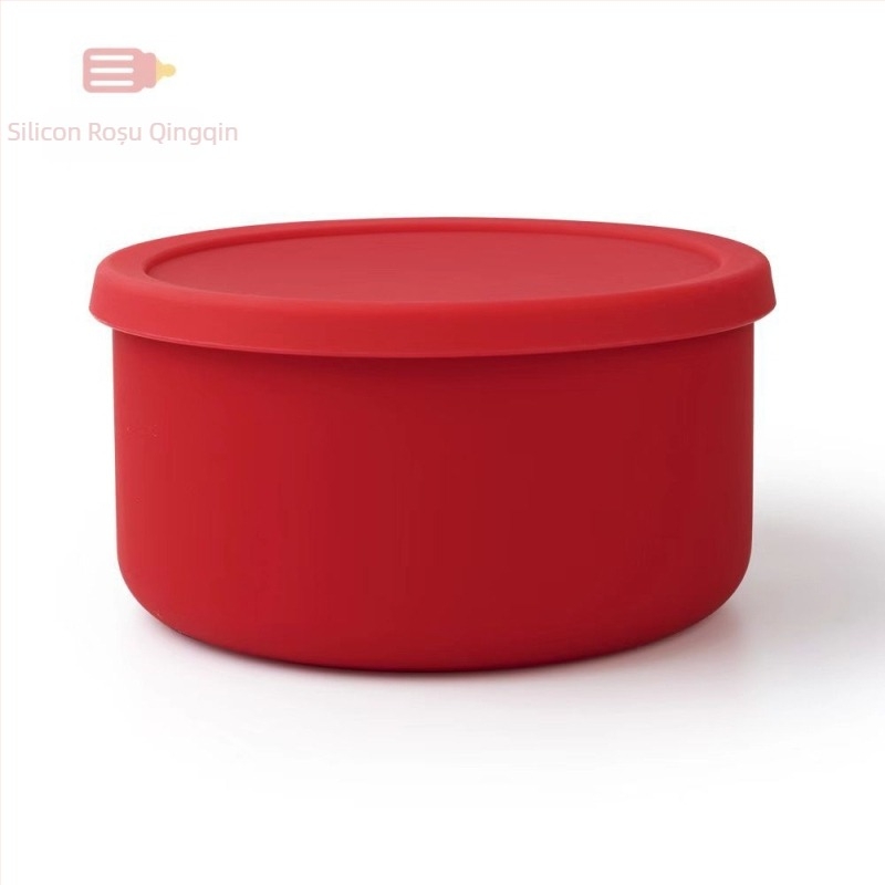 Cutie de prânz din silicon circulară, compatibilă cu microundele, menține temperatura, cu strat simplu sau dublu