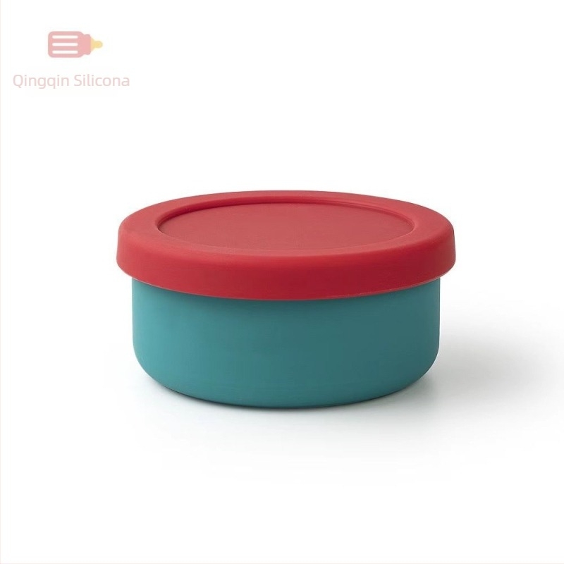 Cutie de prânz din silicon circulară, compatibilă cu microundele, menține temperatura, cu strat simplu sau dublu