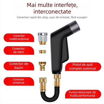Pistol de spălat auto portabil, cap rotativ, jeturi cu mai multe moduri, corp din aliaj de aluminiu