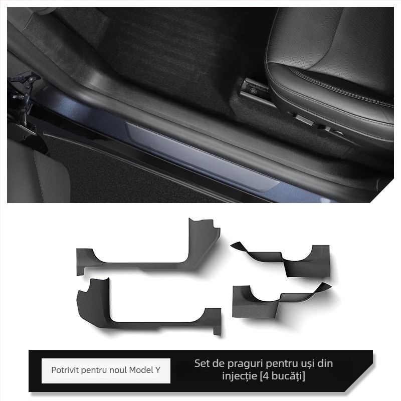 Zunduo Protecție prag ușă Tesla Model Y cu Pad anti-kick pentru transmisie automată