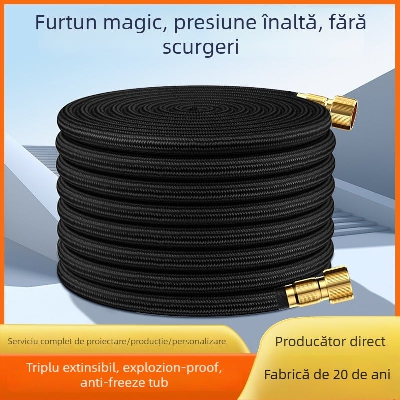 Furtun de apă telescopic cu pistol de pulverizare, diametru interior 6 mm, material TPE, Shane