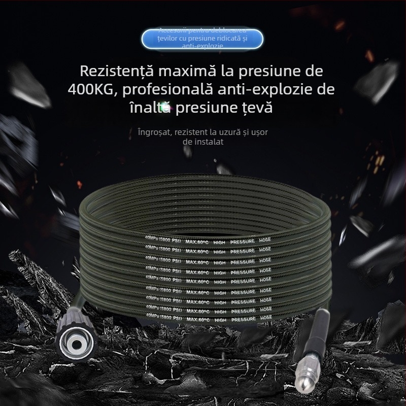 Deblocare țevi cu presiune înaltă pentru uz casnic – Nylon și oțel inoxidabil, 1,0 kg, interfață din aliaj de zinc, duză din aliaj de aluminiu