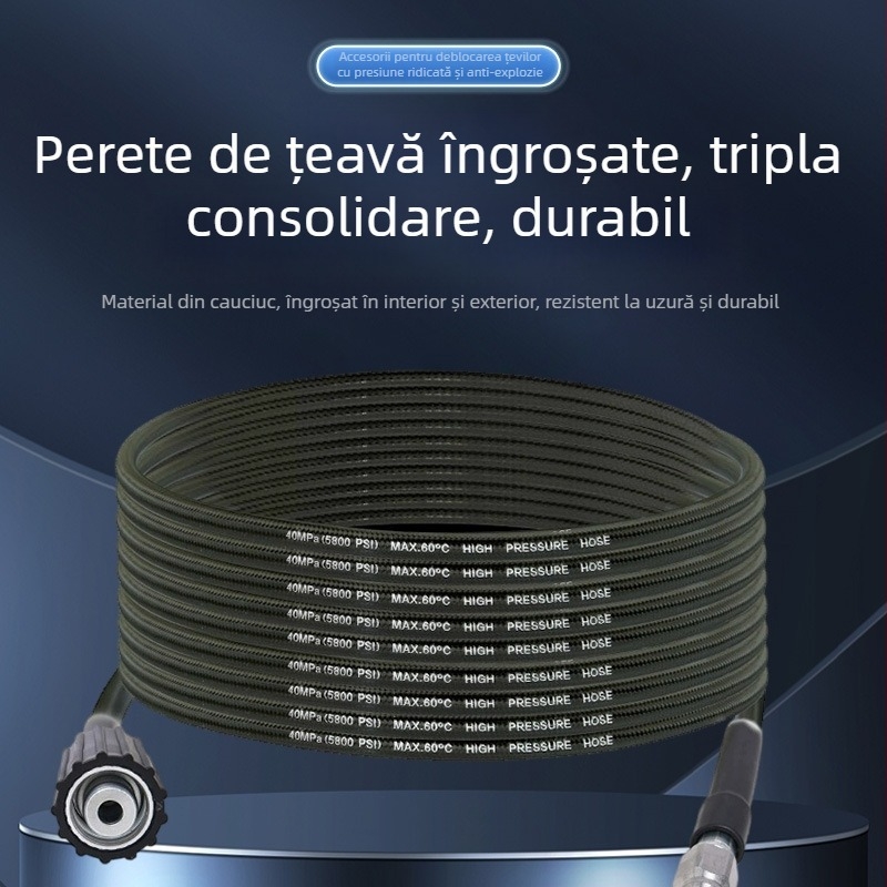 Deblocare țevi cu presiune înaltă pentru uz casnic – Nylon și oțel inoxidabil, 1,0 kg, interfață din aliaj de zinc, duză din aliaj de aluminiu