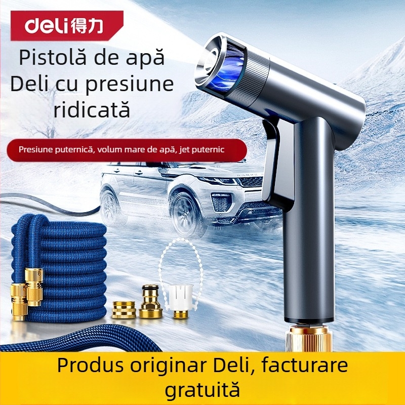 Pistolă de spălat cu presiune înaltă pentru mașini, corp din aliaj, model DL882055, mâner cu declanșator deget, tip jet: coloană de apă / duș / ventilator