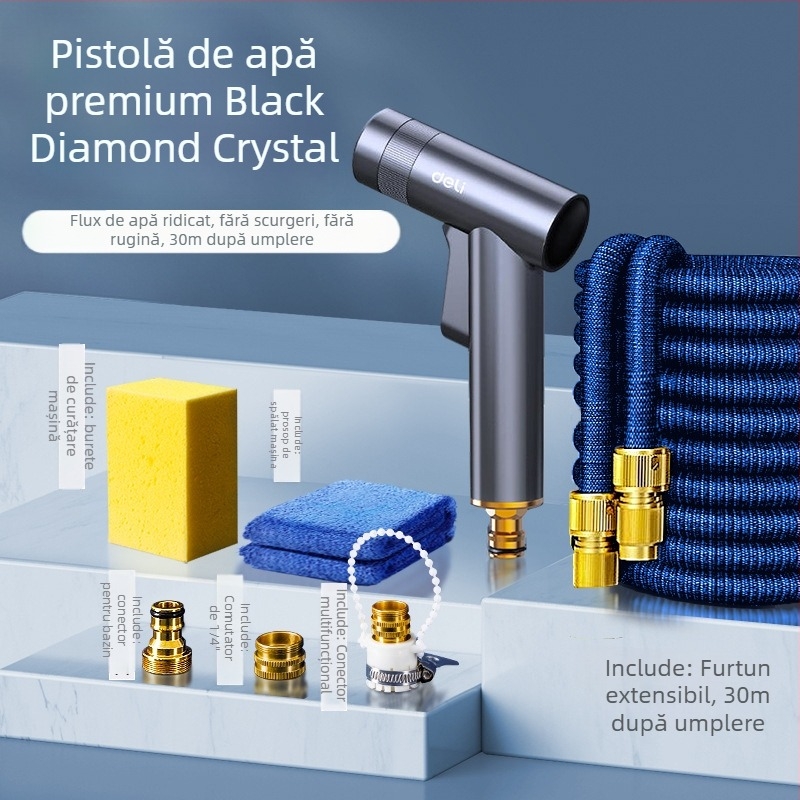 Pistolă de spălat cu presiune înaltă pentru mașini, corp din aliaj, model DL882055, mâner cu declanșator deget, tip jet: coloană de apă / duș / ventilator