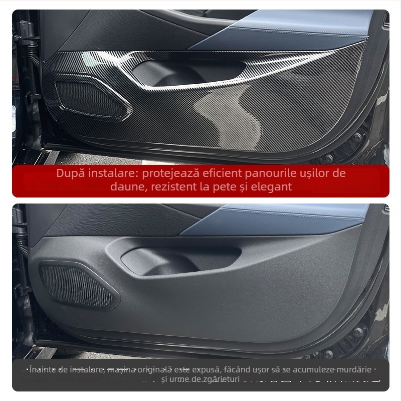 Stickere de protecție pentru panourile interioare ale ușilor pentru BMW Seria 5 (2024–2025), textură carbon, design anti-șoc