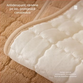 Husa de canapea din velur pluș gros, antiderapantă, într-o singură piesă pentru canapeaua modulară, stil minimalist