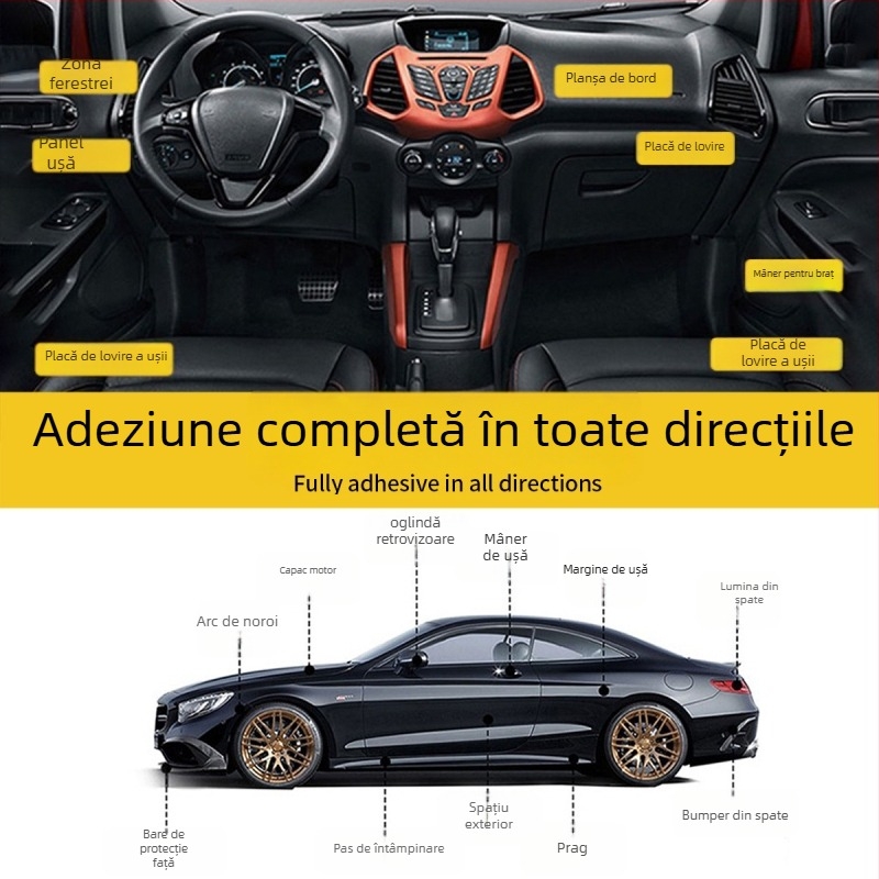 Folie protectoare pentru mânerul ușii automobilului, textură piele de rinocer, TPH