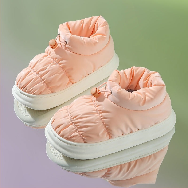 Papuci impermeabili din bumbac cu puf, unisex pentru bărbați și femei, talpă groasă, pentru uz interior și exterior