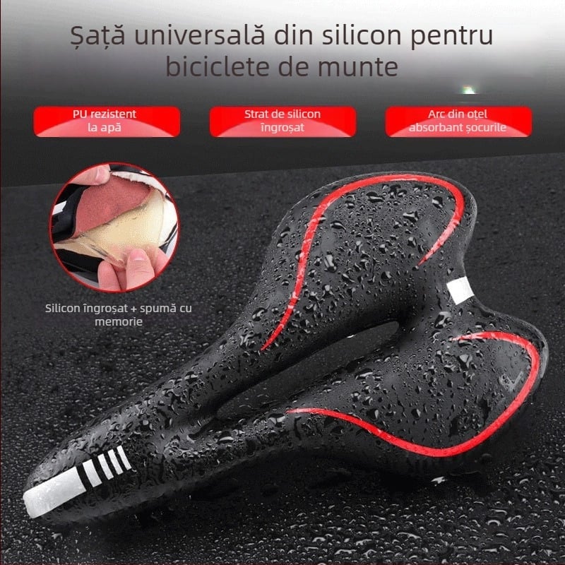 Șa de bicicletă din silicon moale pentru biciclete de munte, cu cavitate, pernă îngroșată