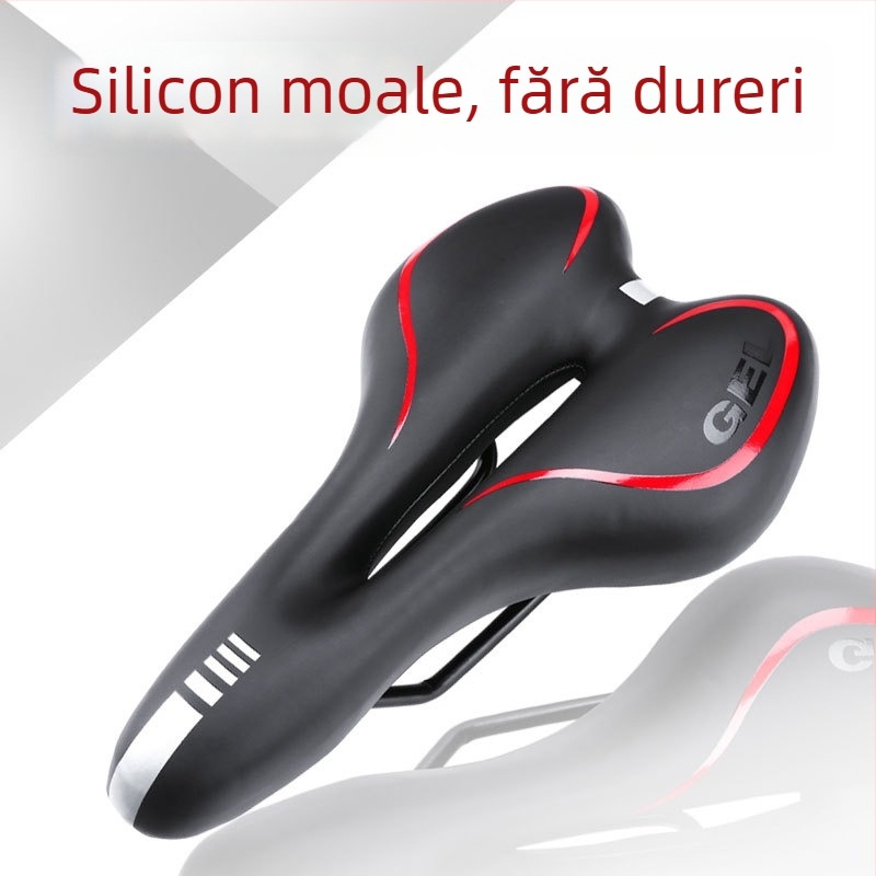Șa de bicicletă din silicon moale pentru biciclete de munte, cu cavitate, pernă îngroșată