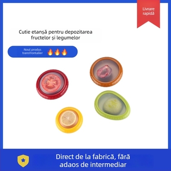 Cutie pentru fructe de păstrarea prospețimii, cu folie de silicon pentru felii de lămâie — sigilată pentru frigider, capacitate sub 300 ml, un singur strat, păstrare termică