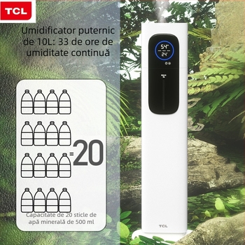 Umidificator de aer - design vertical pe podea, acoperire 21–30 m2, rezervor 4.1–6.0 L, telecomandă, zgomot sub 36 dB