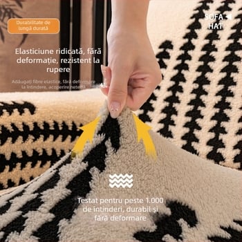 Husa canapea Chenille cu acoperire totală, anti-alunecare, de înaltă calitate, model în formă de os de pește, potrivire universală