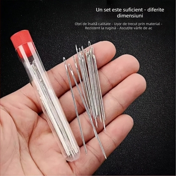 Set de 34 ace de cusut din oțel inoxidabil, cu ochi mari, pentru uz casnic