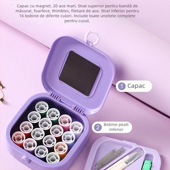 Kit de cusut – Stil portabil de buzunar, Material ABS, Cutie cu 100 de bucăți, 280 g, Personalizabil