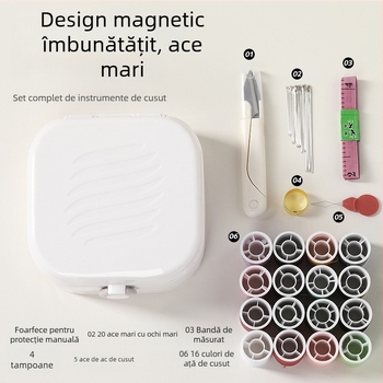 Kit de cusut – Stil portabil de buzunar, Material ABS, Cutie cu 100 de bucăți, 280 g, Personalizabil