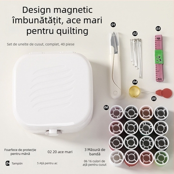 Cutie de cusut, stil portabil de buzunar, construcție din plastic, set de 100 de piese, 265 g