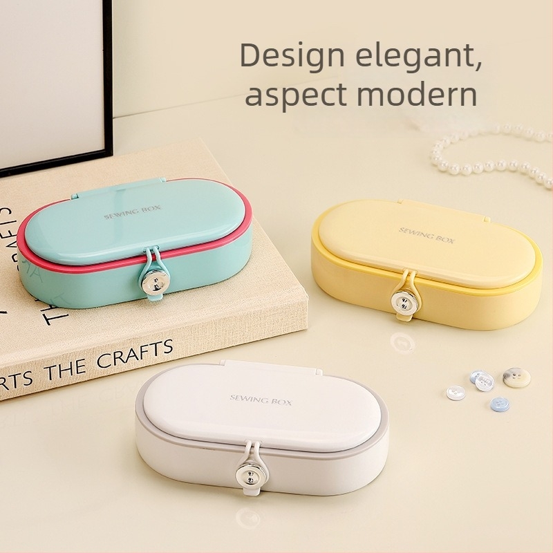 Cutie de cusut magnetic patentată – Portabilă, din plastic, 144 piese, design simplu, personalizabil