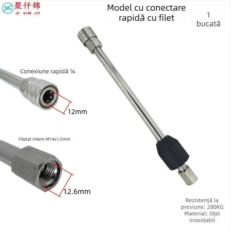Bară de extindere din oțel inoxidabil pentru pistol de apă cu presiune înaltă, conectare rapidă 1/4, 4000 PSI