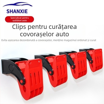 Clip pentru curățarea covorașelor auto — design reglabil cu dinți de rechin, din plastic tehnic și oțel inoxidabil, greutate 0,92