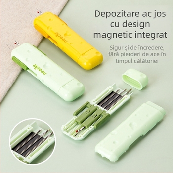 Instrument portabil pentru înșirarea acului — multifuncțional, cu cutie magnetică pentru ace, ABS, 300 de bucăți în cutie, design minimalist