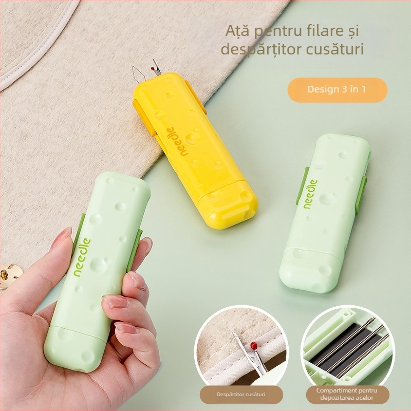 Instrument portabil pentru înșirarea acului — multifuncțional, cu cutie magnetică pentru ace, ABS, 300 de bucăți în cutie, design minimalist